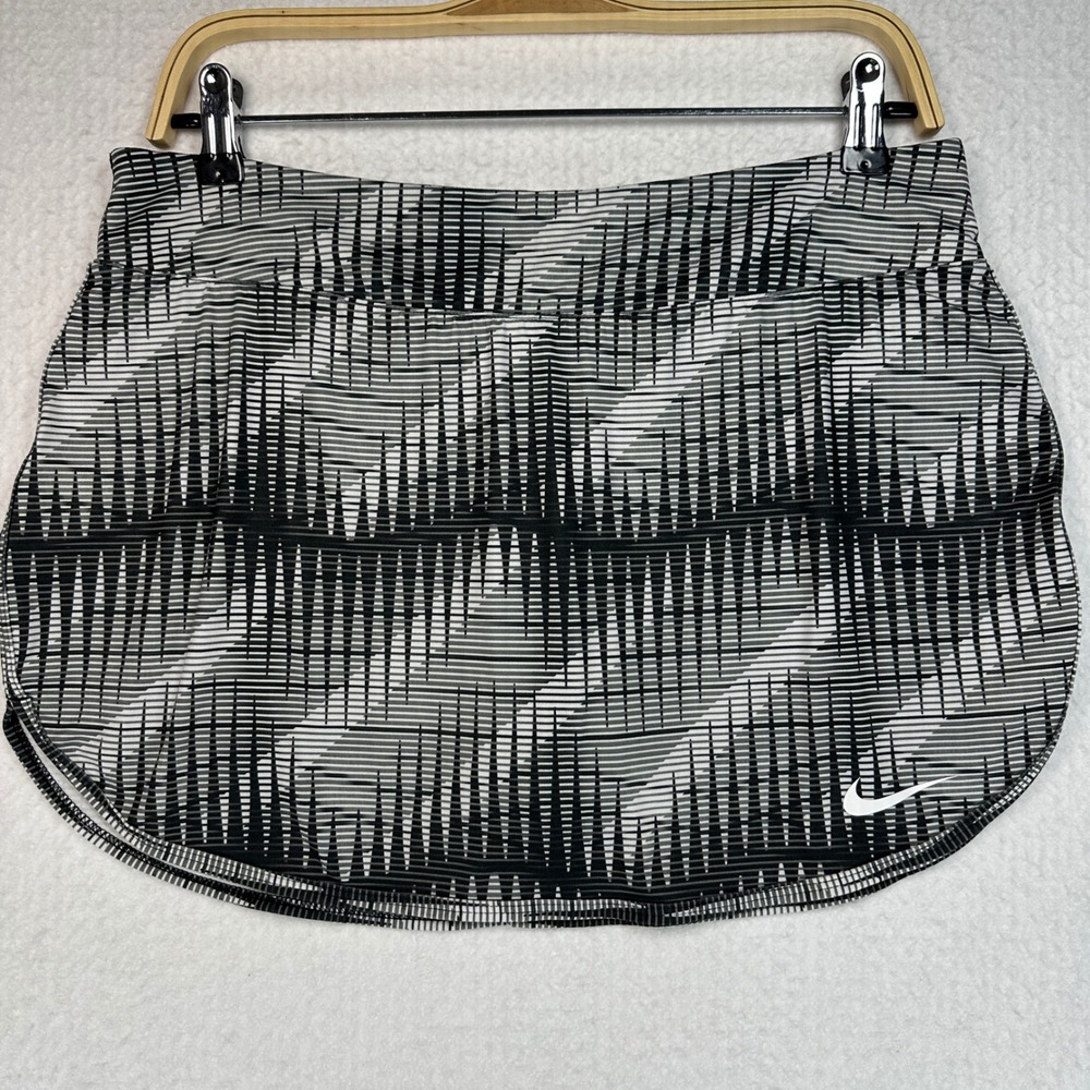 Nike Court Tennis Skort Women Large Black White Geometric Dri-FIT 888172-065